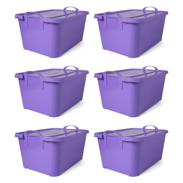 Life Story 55 Qt Stackable Storage Bin, Light Duty Lidded Container, Purple, 6 Pack