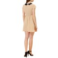 thumbnail image 3 of INSPIRE CHIC Robe à Pois Contrastés au-Dessus du Genou pour Femme à Col Peter Pan Beige P, 3 of 6
