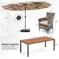 thumbnail image 4 of Costway 10 Pieces Patio Wicker Dining Set with Double-Sided Patio Umbrella 8 Armchairs Coffee, 4 of 10