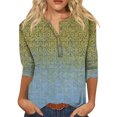 thumbnail image 1 of Innerwin Hauts Imprimé Floral T-Shirt Femme Col Rond Ample Jaune Bleu m, 1 of 2