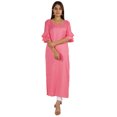 thumbnail image 1 of Moomaya Solid Rayon Kurta For Women bell Sleeve Drawstring Neck Long Ethnic Kurti, 1 of 6