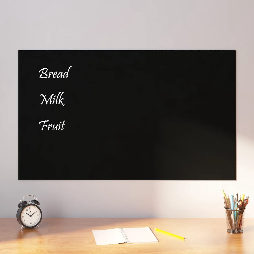 vidaXL Tableau Magnétique Mural Noir 100x60 cm Verre Trempé