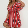 thumbnail image 3 of EGNMCR Robes de Fête pour Femmes Femmes Grande Taille Été Décontracté Manches Courtes Col en V Manches Imprimées Robes Robe Ample, 3 of 6