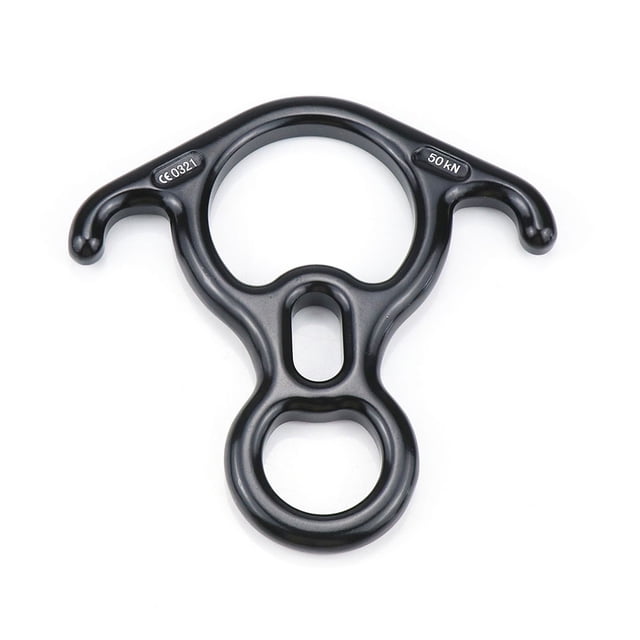 mmirethe Climbing Descender 50KN Camping Downhill Rappelling Rigging Ring Slow Down Caving Mountaineering Portable Protector Black