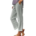 thumbnail image 2 of LSLJS Women's Spring and Solid Color Elastic Waist Cotton Linen Versatile Straight Tube Casual Wide Leg Pants Womens Work Pants, 2 of 6