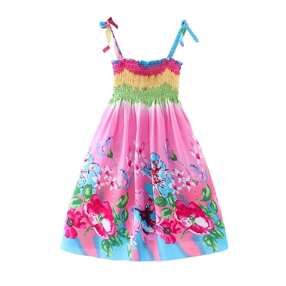 Ketyyh-chn99 Baby Girls Tutu Dress Toddler Kids Girls Floral Flowers Sleeveless Beach Straps Dress Princess Clothes for 3 Years,Pink