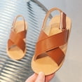 thumbnail image 4 of MIASHUI Girls Sandals Adjustable Strap Open Toe Flats Summer Walking Shoes,Brown,7-8 Years, 4 of 8