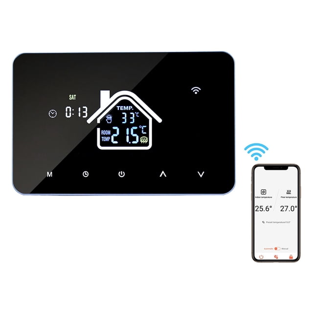 Smart WiFi Thermostat Temperature Controller for Electric Heating LCD Display Touch Screen Week Programmable App