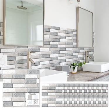XZNGL Décorations de Cuisine Autocollants de Carreaux Muraux de Salle de Bain Carreaux Autocollants pour Cuisine 10 Pcs Autocollants de Carreaux en Cristal Bricolage Cuisine Salle de Bain Décoration Autocollants Muraux Auto-Adhésifs Autocollants de Carreaux en Céramique
