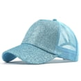 thumbnail image 3 of Baseball Cap Display Ponytail Messy Buns Trucker Plain Baseball Visor Cap Unisex Glitter Hat, 3 of 3