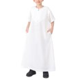 thumbnail image 2 of Boys' Lightweight Muslim Robe - Breathable Arab Middle Eastern Thobe with Pockets, Zip-Up Loungewear for Summer, 2 of 9