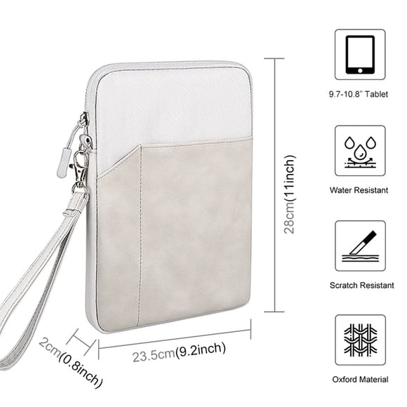 Tablet Portable Bag PU Coating Scratchproof Zipper Multi-pocket Protective Organizer Earphone Storage Case Replacement for Light Grey