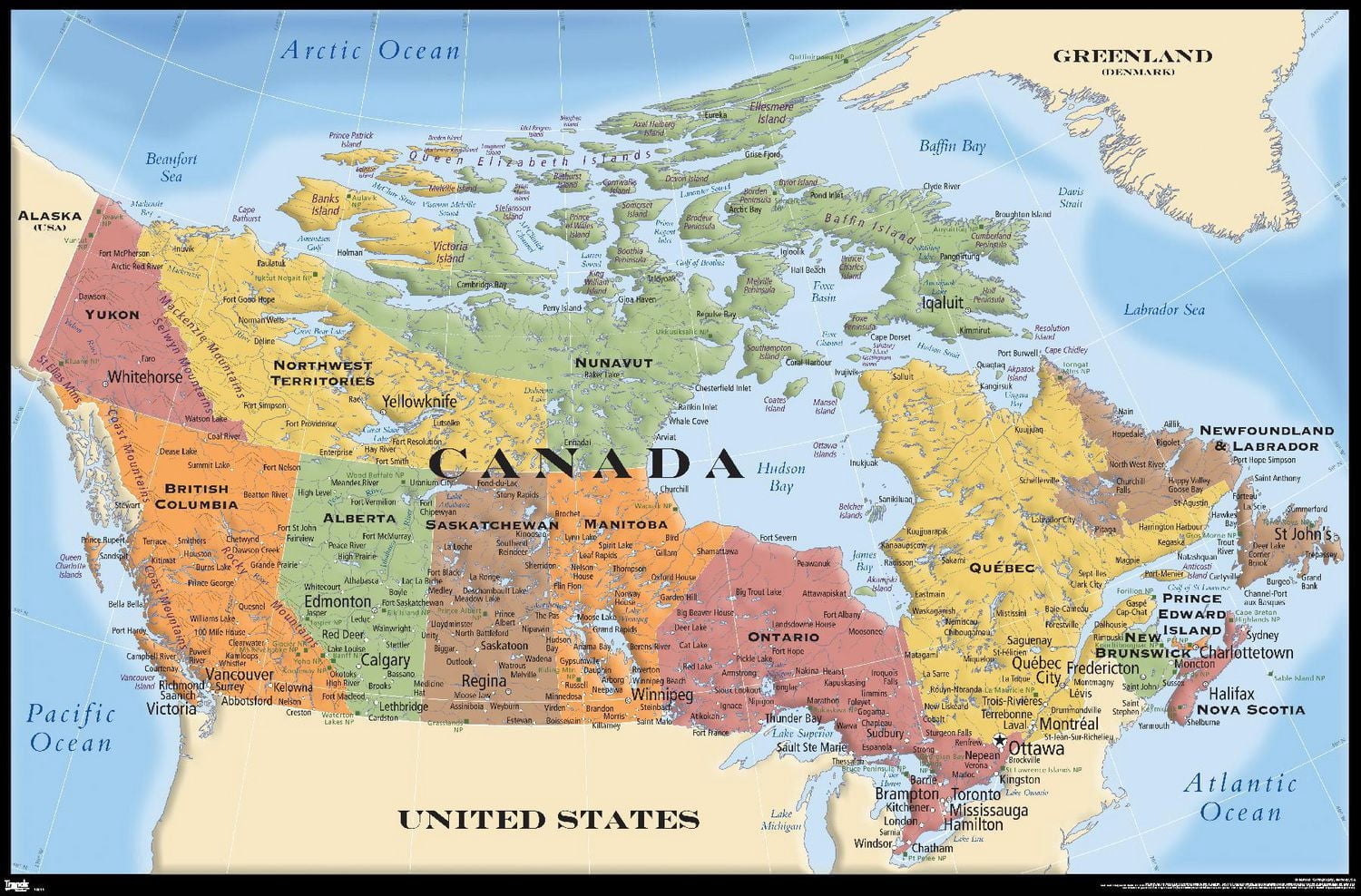 Map - Canada Wall Poster, 22.375" x 34"