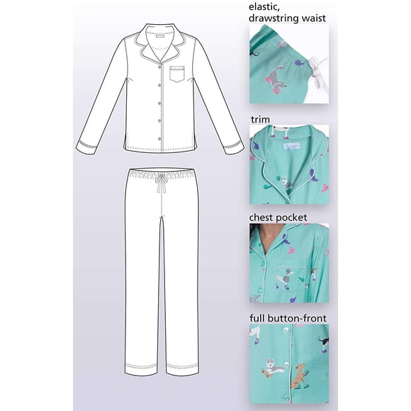Pyjama Boutonné PajamaGram pour Femmes - Ensembles de Pyjamas pour Femmes
