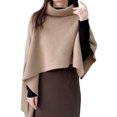 thumbnail image 1 of Baohd Knit Pullover Turtleneck Sweater Winter Coat Fashionable Irregular Solid Color Knit Sweater Knit Top khaki, 1 of 6