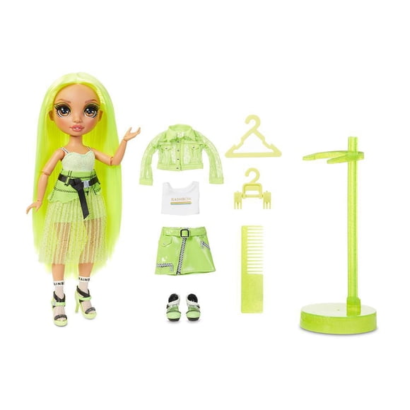 Rainbow High Karma Nichols – Neon Green Fashion Doll with 2 Complete Mix & Match Outfits