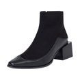 thumbnail image 2 of Bottes Cheville d'Hiver pour Femmes à Bout Carré en Cuir Serpentin à Coutures à Talons Hauts avec Fermeture Éclair, 2 of 7