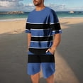 thumbnail image 1 of NTACZA Short Sleeve Men's Shorts Set Striped Crew Neck Tracksuits Breathable Mens Athletic Sweatsuits 2X, 1 of 7