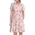 thumbnail image 1 of Bixox Women's Short Sleeve Summer Dress Loose Swing Knee Length Dresses with Pockets-Easter Rabbit, 1 of 7