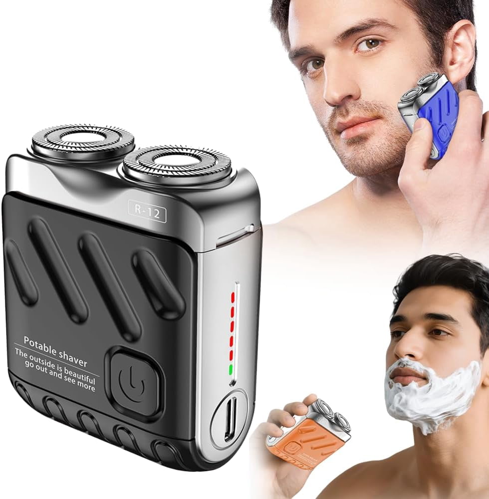 Portable Rotary Dual Ring Electric Shaver Black