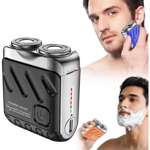 Portable Rotary Double Anneau Électrique Shaver Noir