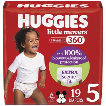 Huggies Little Movers HuggFit 360° Baby Diapers with 360° Waistband, Size 2 (16-28 lbs), 26 Count