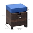 thumbnail image 3 of Outsunny 2 PCS Patio Wicker Ottoman Set, Two Square Outdoor PE Rattan Footrest with Removable Cushion, Freely Combined Furniture w/ Handle for Backyard, Garden, Poolside, Blue, 3 of 10