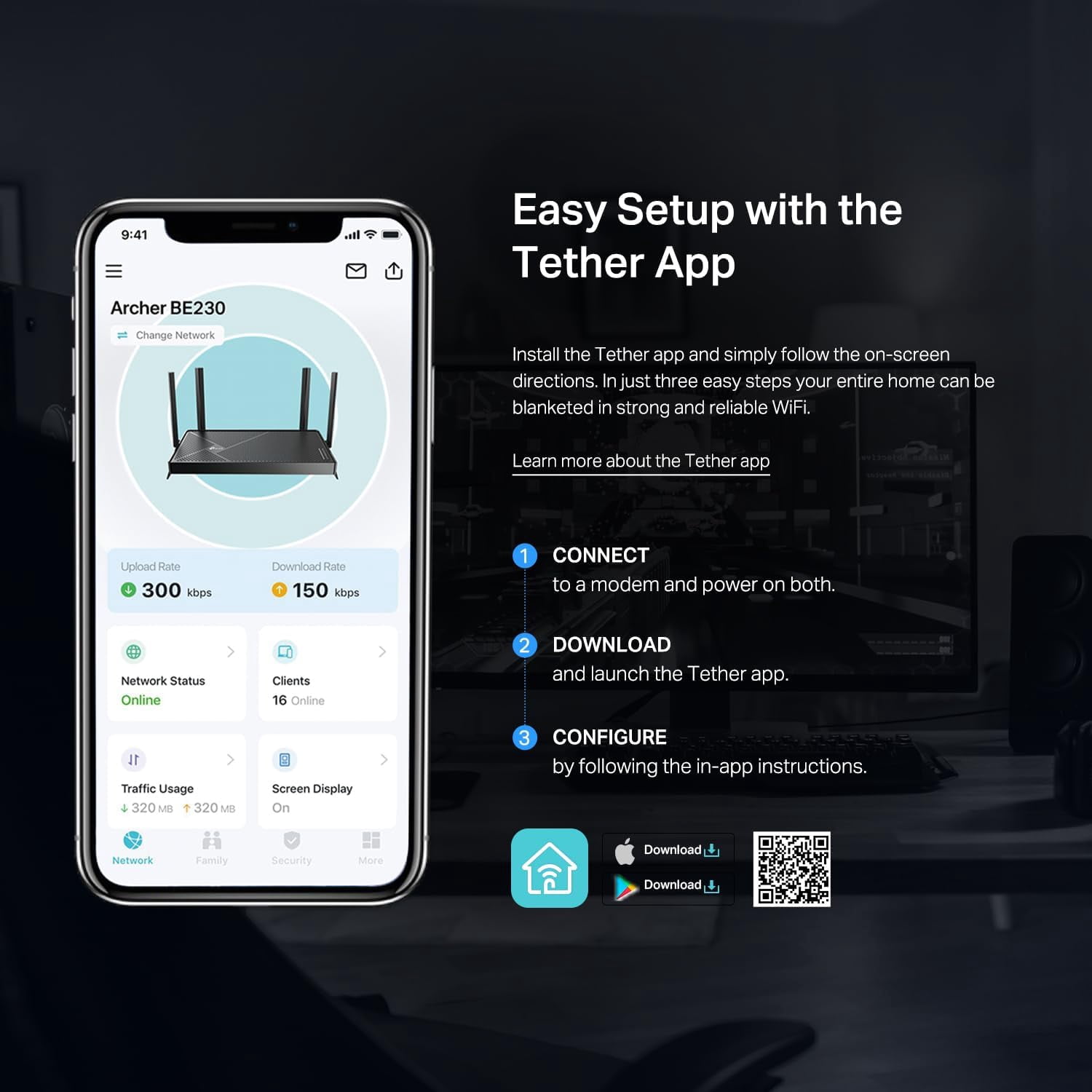 TP-Link Dual-Band BE3600 Wi-Fi 7 Router (Archer BE230) - 4-Stream 3.6 Gbps, 2×2.5G + 3×1G Ports, USB 3.0, 2.0 GHz Quad Core, 4 Antennas, VPN Clients & Server, EasyMesh, HomeShield, MLO, Private IOT