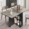 thumbnail image 1 of Folding Dining Table with Wheels and 2 Storage Racks Space Saving Dining Table Folding Kitchen Table for Small Apartments, 1 of 9