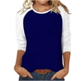 thumbnail image 1 of FNFYFH Chandails Raglan pour Femmes Chic Manches 3/4 T-Shirt de Baseball Tunique Col Ras du Cou T-Shirt à Blocs de Couleur Été Tendance Manches 3/4 Hauts Mignons Décontractés Coupe Ample Haut Respirant Prime Day Liquidation, 1 of 3