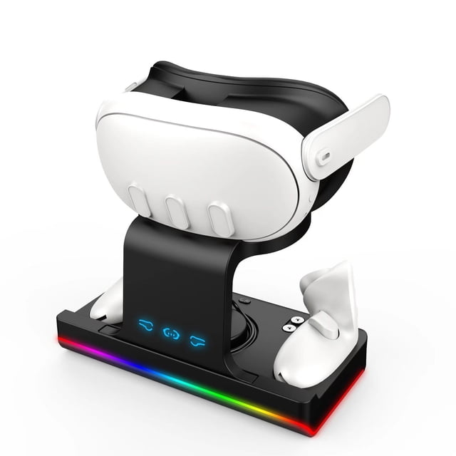 Pour Meta Quest 3 Station de Recharge VR Contrôleur Charge Lumière RVB Contrôleur Support de Lunettes Rangement VR Station d'Affichage Support