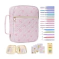 thumbnail image 1 of Travel Study Journal Holder with Quilted Design and Highlighter Tab Carrying - Large Book Cover with Handles and Zipper, 1 of 4