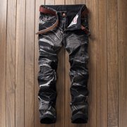 FcBaudy Full Length Pants Men's Casual Pocket Button Washed Tie-dye Overalls Outdoor Casual Jeans Trousers Men's jeans