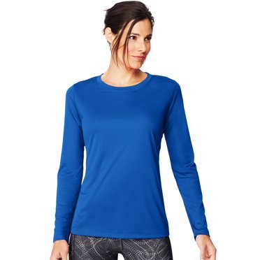 Hanes T-Shirt à Manches Longues de Performance Sport Cool DRI pour Femmes, m, Bleu Génial
