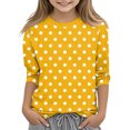 thumbnail image 2 of COM1950s Chemises pour Filles, Mode Enfant Couleur Unie Manches 3/4 Col Rond Hauts/chemise, 2 of 8