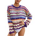 thumbnail image 2 of Cache-maillots pour Femmes Mode Féminine Col Rond Manches Longues Ample Ajouré Blouse de Plage Cache-Maillot pour Maillots de Bain Femmes en Liquidation, 2 of 6