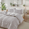 thumbnail image 2 of JOLUSERE Light Gray Soft Breathable Striped Textured Duvet Cover Bedding Queen Size, 2 of 9
