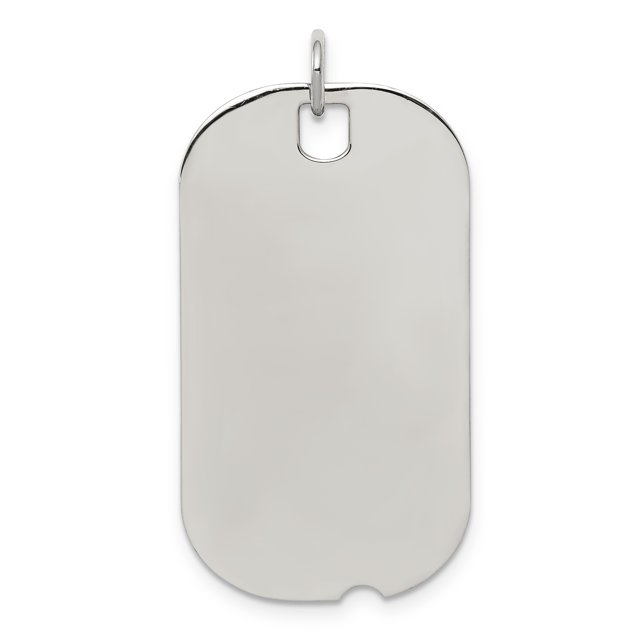 Sterling Silver Rhodium-plated Engraveable Dog Tag Disc Charm QM443/27 (38mm x 19mm)
