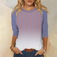 thumbnail image 2 of Birdeem T-Shirts à Manches 3/4 pour Femmes T-Shirt Imprimé Mode Blouse à Manches 3/4 Col Rond Hauts Décontractés T-Shirts à Manches 3/4 pour Femmes, 2 of 5