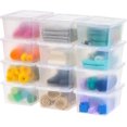 thumbnail image 1 of Boîte de Rangement Empilable en L - Bac en Plastique avec Couvercle, Contenants d'Organisation Transparents, 1 of 8