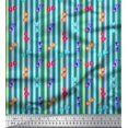 thumbnail image 1 of Soimoi Green Poly Georgette Fabric Heart Stripe Print Fabric by the Yard 52 Inch Wide, 1 of 2