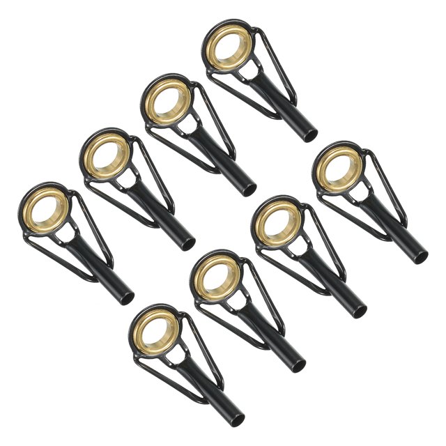 Unique Bargains Kit de Réparation d'Embout de Canne à Pêche en Acier Inoxydable 2,6 mm, Guide d'Anneau de Canne de Remplacement, Doré, Lot de 8