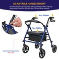 thumbnail image 2 of Déambulateur à 4 Roues avec Siège de 14 Pouces x 12 Pouces, Marchette Pliante avec Pochette de Rangement, Hauteur Ajustable, Roues de 8 Pouces, Capacité de Charge de 300 Lb, Bleu, 2 of 8