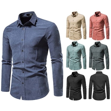 Gspmoly Mens Sweatshirt, Men'S Vintage Casual and Fashionable Solid Color Button Pocket Long Sleeved Lapel Shirt Men Top Clearance