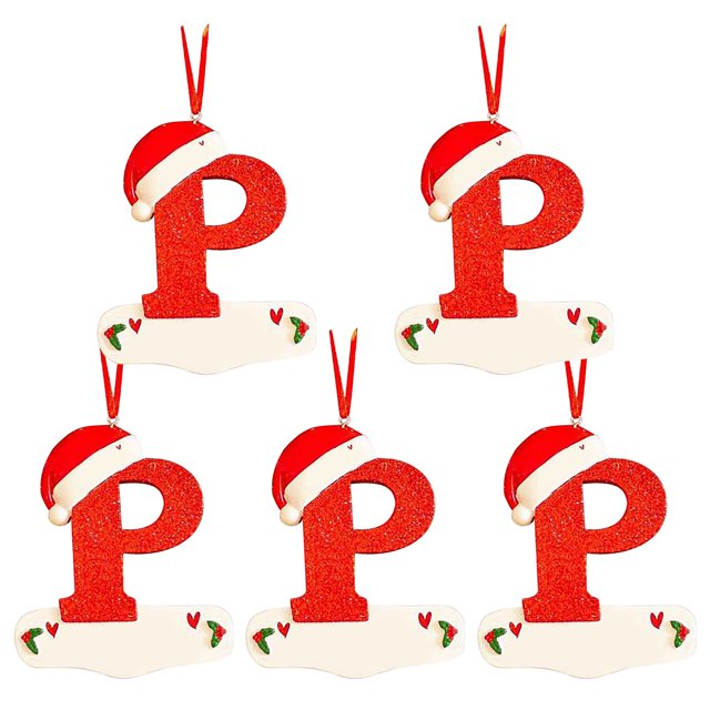 Agiferg Noël Petit Chapeau Rouge Lettre Pendentif DIY Nom Inscriptible 26 Lettre Pendentif 5PCS