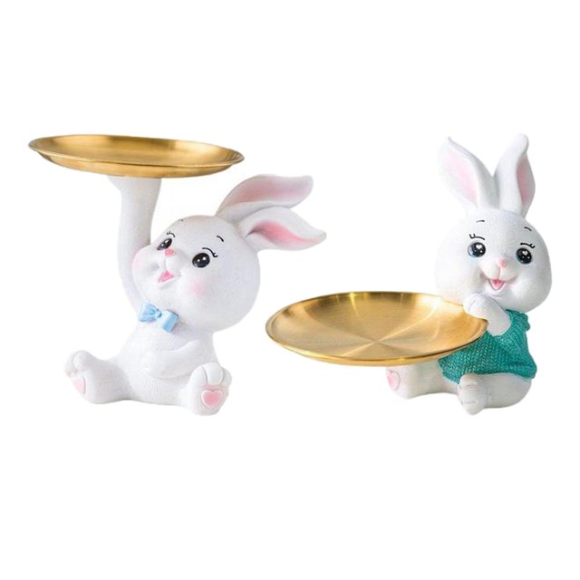 Abbracc 2Pcs Plateau de Rangement Statue Sculpture d'Ornement pour Salon de Levage Vert