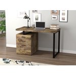 Safdie & Bureau d'informatique 47.25L Bois de nouveau régénéré 3 Tiroirs en métal noir