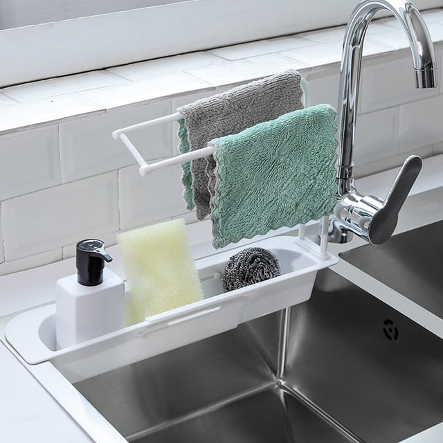 Oleegame 1PC Shower Soap Dish With Hook Household Faucet Clip Rack Kitchen Sink Rag Bath Holder Soap Storage Box White