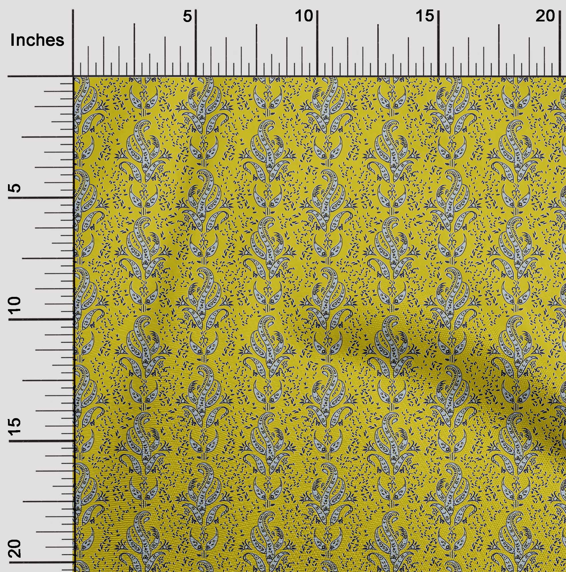 oneOone Organic Cotton Voile Fabric Leaves Block Print Fabric By Yard 42 Inch Wide