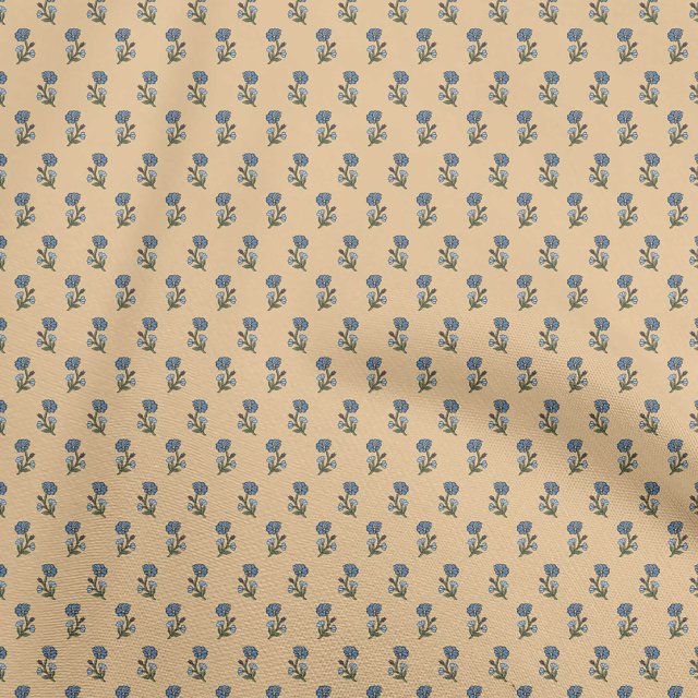 oneOone Polyester Spandex Light Brown Fabric Asian Floral Block Craft Projects Decor Fabric Printed By The Yard 56 Inch Wide